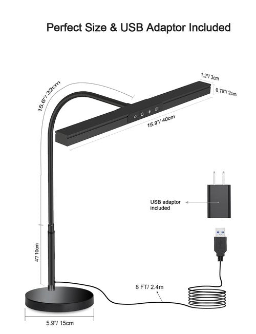 ANINO Piano Light for Upright Piano,55'' Wide Illumination Area,Gooseneck Adjustable Height&Direction,3 Light Modes Dimmable, Timer Eye Care LED Piano Lamp with Steady Base Music Stand Light, Black