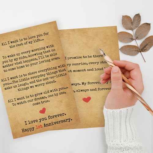 Romantic 1 Year Anniversary Card and Gift Ideas for Boyfriend, Girlfriend, Husband, Wife, Men & Women ? 1st Year ¡°Love Letter¡± Vintage Style ? Heartfelt Present for First Anniversary