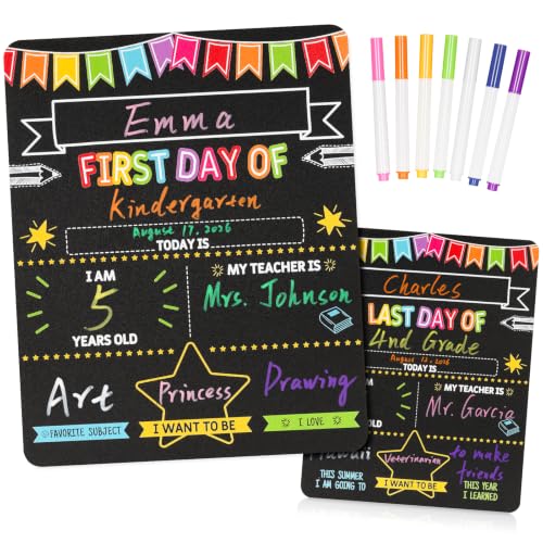 WALGLASS D-Style 11x14 Back to School Chalkboard Sign - Double-Sided First & Last Day Keepsake