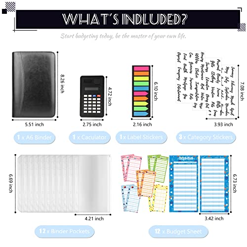 Nefeeko Budget Binder with Zipper Envelopes B - Cash Envelope Organizer for Budgeting