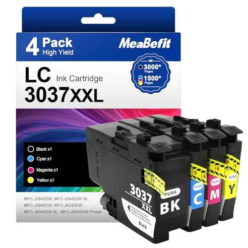4-Pack LC3037XXL LC3037 XXL LC3039 High Yield Ink Cartridges Replacement for Brother MFC-J6545DW J5845DW J6945DW Compatible with LC3037XXL LC3037 XXL LC3039 (Black Cyan Magenta Yellow)