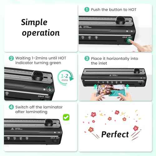 Laminator Machine 9 Inch Laminating Machine - A4 Cold Thermal Laminator Machine with Laminating Sheets, 8.5 x11 Personal Laminators for Teachers 90s Warm up, A4/A5/A6 Laminators for School Home