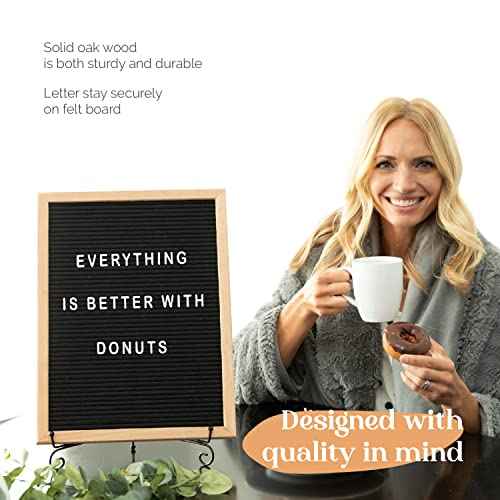 Felt Letter Board - 680 Letters, Numbers & Symbols, 16 x 12 inch, Changeable Message Board for Notes & Announcements, Wood Frame, 2 Storage Bags, Light Brown Frame