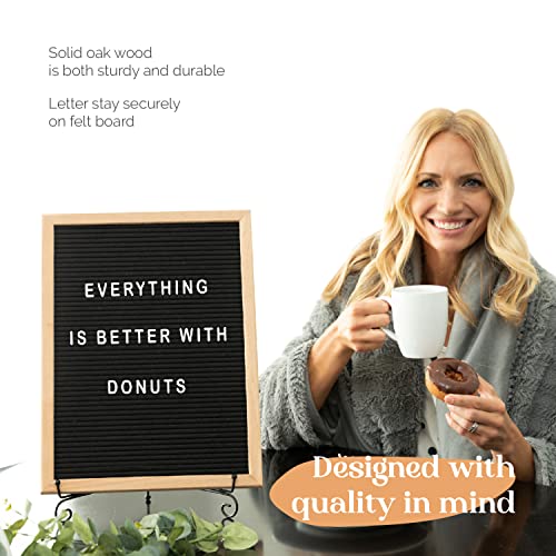 TRENDARTI Light Brown Felt Letter Board with Black Board - 680 Letters & Symbols, 16x12 inch, Wooden Frame, 2 Storage Bags