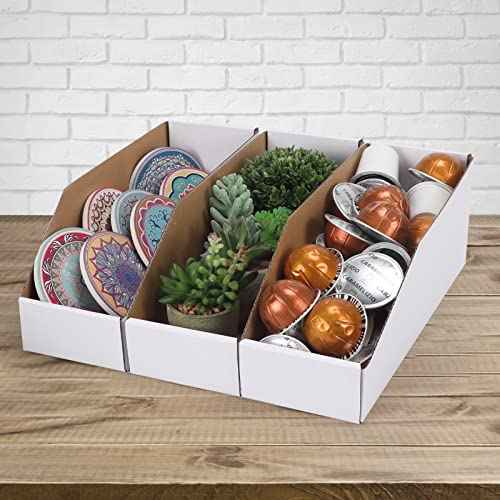 EXYGLO Cardboard Boxes, Pack of 35 Corrugated Storage Bins 12x4x4.5inch Pantry Organizer Bins for Shelves Garage Office Organization