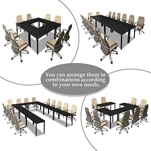 Bonzy Home Conference Tables 8ft Office Computer Desk for Meeting Room Study Writing Printer Podcast Table for 4-8 People Modern Black 2PCS 94.4"x23.6"x29.5"