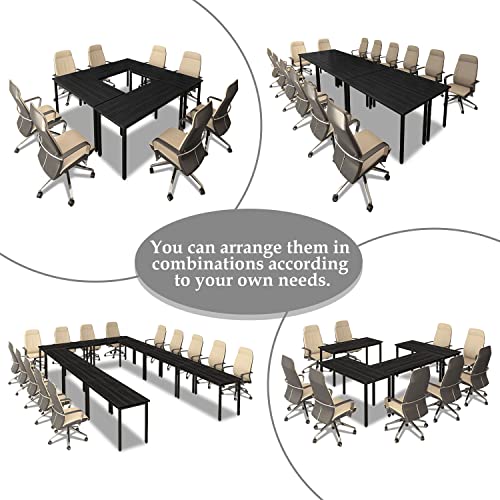 Black Bonzy Home 8ft Conference Tables 2-Piece Office Computer Desk Set for Meeting Room, Study & Work, 94.4"x23.6"x29.5"
