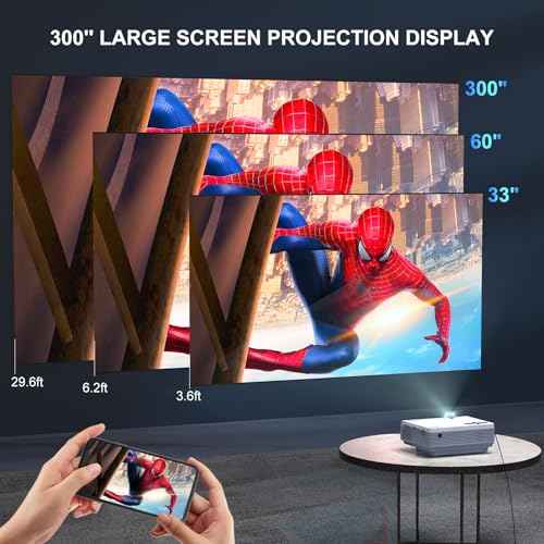 Projector with WiFi and Bluetooth, FUDONI Upgrade Projector Native 1080P 14000L 4K Supported, Portable Movie Outdoor Projector for Home Theater, Compatible w HDMI/USB/TV Stick/Laptop/iOS Android Phone