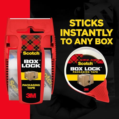 Scotch Box Lock Packing Tape - 6 Rolls, 1.88 in x 22.2 yd, Clear, Heavy Duty Sealant