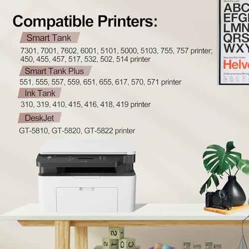 Compatible 31 32XL Ink Bottle Set 5 Pack 31/32 XL Ink Refill Replacement for Smart Tank 7301 7001 7602 5000 6001 5101 5102 5103 Plus 651 551 455 457 450 Remanufactured (2BK 165ML, CMY 100ml
