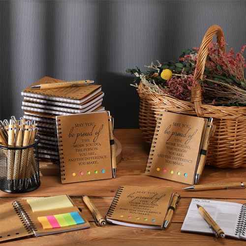 20 Sets Inspirational Notebook Bulk Christmas Employee Appreciation Gifts Spiral Weekly Planner Notebook with Sticky Note bamboo Pens for Holiday Coworker Nurse Staff (May You Be Proud)