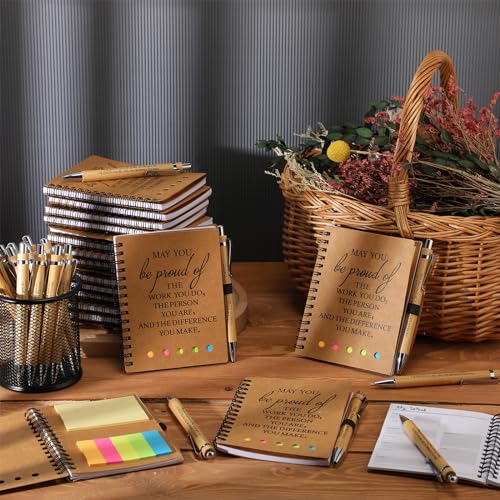 30 Sets Inspirational Notebook Bulk Christmas Employee Appreciation Gifts Spiral Weekly Planner Notebook with Sticky Note bamboo Pens for Holiday Coworker Nurse Staff (May You Be Proud)