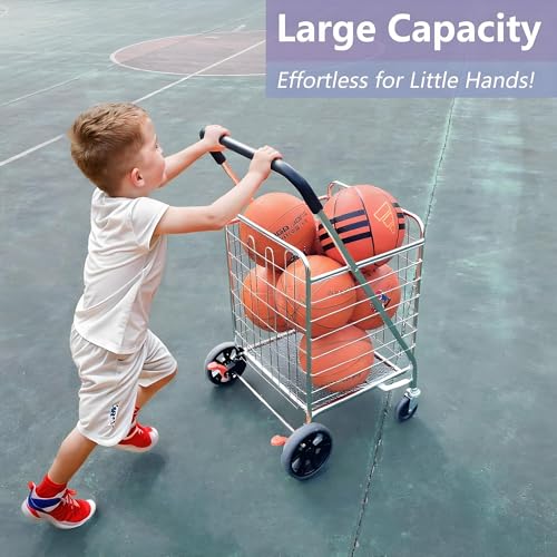 Folding Shopping Cart with Brake - 200 lbs Load Capacity, Lightweight & Sturdy Collapsible Grocery Trolley with 360¡Æ Swivel Rubber Wheels, Foldable Cart with Removable Bag for Shopping - Silver