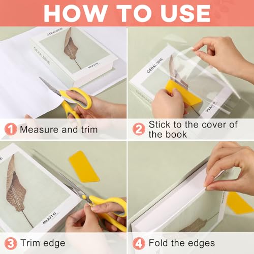 ZENOWICK 4 Rolls Clear Contact Paper for Book Covers, Self-Adhesive, 18" x 4.5 ft (Variation: 4 Rolls / 18"x1.5Yard)