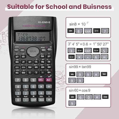 10 Pack Scientific/Engineering Calculator, 2 Line Display, Black, Fraction & Complex Number Calculations, Ideal for Students & Professionals