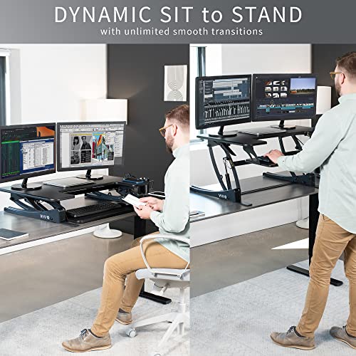 VIVO Black 36-Inch Standing Desk Converter with Adjustable Height, Model DESK-V000V