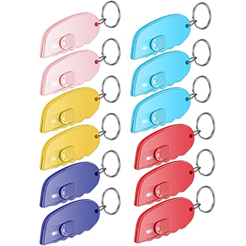 Minatee 12 Pack Mini Keychain Box Cutter - Classical Color Variants
