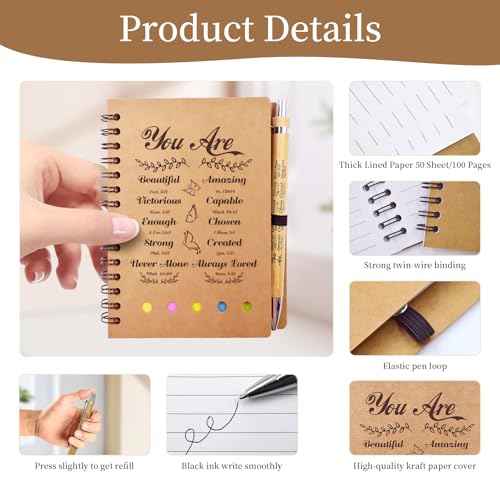 40 PCS Christian Gifts Prayer Journal Set, 20 Bible Verse Pens & Small Spiral Notebook, Bulk Church Notes Notebook Supplies - Faith Based Gifts for Women, Christian Stuff