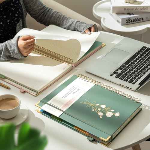 Hardcover Spiral Notebooks 8.5" X 11" Note Taking 5 Subject Notebook College Ruled with Dividers 240 Pages 100GSM Aesthetic Spiral Notebook for Work School Cute Journals for Women Writing