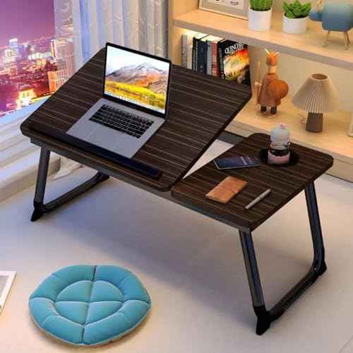 Adjustable Laptop Desk for Bed Couch£¬Foldable Bed Table, Portable Lap Desk with Cup Holder£¬Breakfast Tray Bed Tray tableI for Writing, Eating (Black)