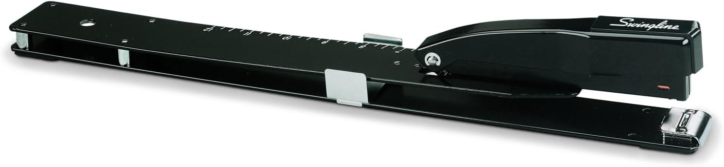 Swingline Long Reach Stapler - 20 Sheet Capacity, Jam-Free Design, 12" Reach, Metal, Black