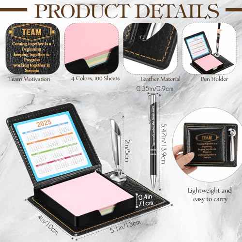 12 Set Employee Appreciation Gifts Bulk Inspirational Gifts Team Gift Bag PU Leather Notepad Holder with Pen Holder Team Keychain Ballpoint Pen Bulk Gifts for Colleagues Employees(Team)