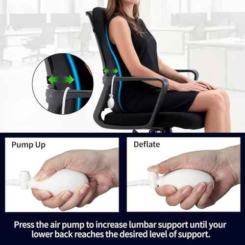 21.7'' Extra Long Cooling Gel Lumbar Support Pillow with Adjustable Air Pump for Lower Back Pain Relief, Back Rest Support Cushion for Office Chair, Wheelchair, Car, 2 Adjustable Straps, Black