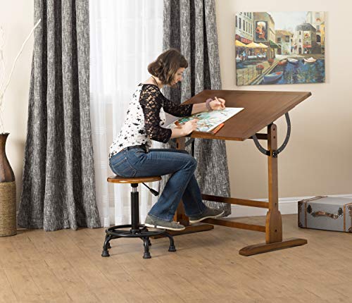 Studio Designs Vintage Rustic Oak Drafting Table - 42x30 Adjustable Work Surface