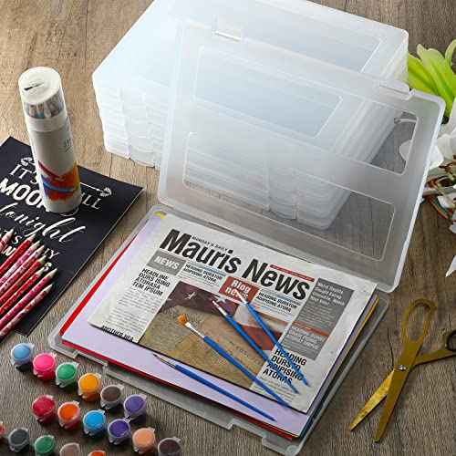10 Pieces A4 File Box Paper Photo Storage Box A4 Portable Project Case Clear Plastic Document Magazine Organizer Box for Office School Supplies Accessories 12.52 x 9.5 x 0.95 Inch
