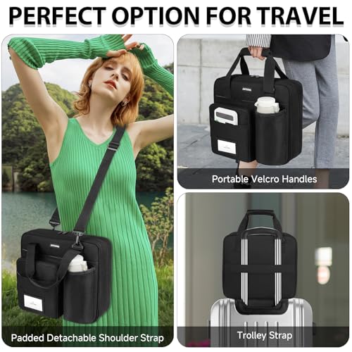 Zipper Binder 3 Ring with Shoulder Strap, 700 Sheets Capacity 3 Inch Binder with Zipper Fits 13 Inch Laptop for School and Office, Black