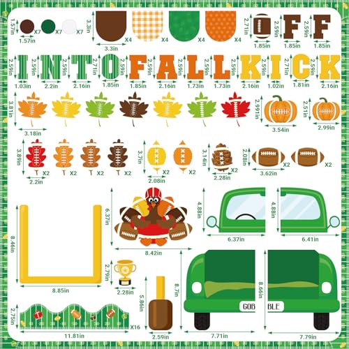 Containlol Green Football Fall Bulletin Board Set with Pumpkin Classroom Decor