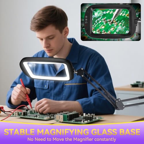 Black Extra Large Floor Magnifying Glass with Light & Stand 30X 10X