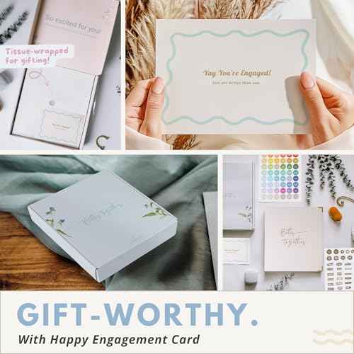 Elegant Wedding Planner Book and Organizer | 3 Ring Premium Wedding Binder | Tissue Wrapped | Unique Engagement Gift for Couples | Dividers, Pockets & Calendar | Protected Gold Corners (Beige)