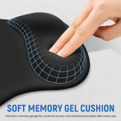 ZapDesk Black Ergonomic Mouse Pad with Gel Wrist Rest - Support & Comfort