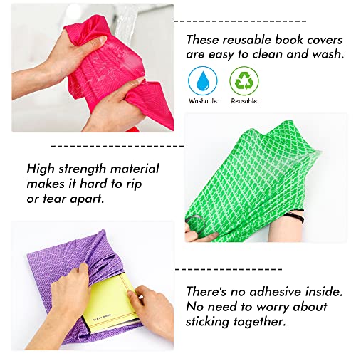 Feela 8 Pack Stretchable Book Covers for Hardcover Textbooks & Notebooks up to 11x9 inches