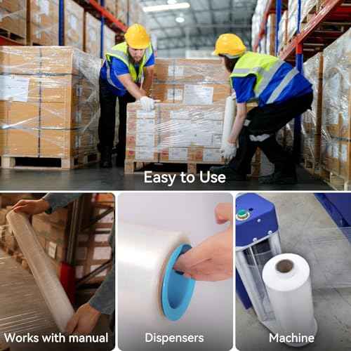 18" x 1500' Plastic Stretch/Shrink Wrap Roll - 80 Gauge Industrial Shrink Wrap for Moving, Heavy Duty 800% Stretch for Pallets, Packing, Shipping&Furniture Protection?-4 Rolls