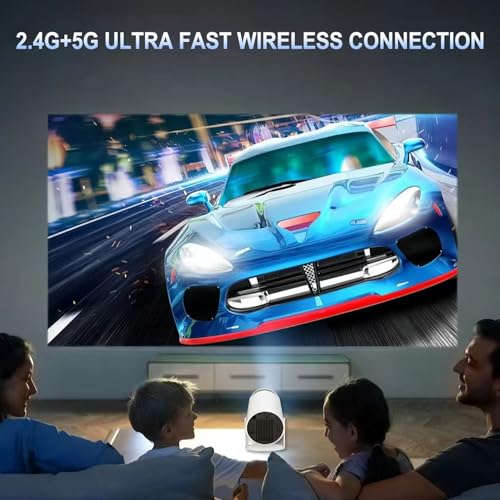 Mini Portable Projector 4K WiFi 6 BT 5.2 Upgraded Portable Projector Full HD Supported for Phone /PC /TV /HDMI /PS5 /Laptop Auto Keystone Home Theater 180¡Æ Rotation [Built-in App] White