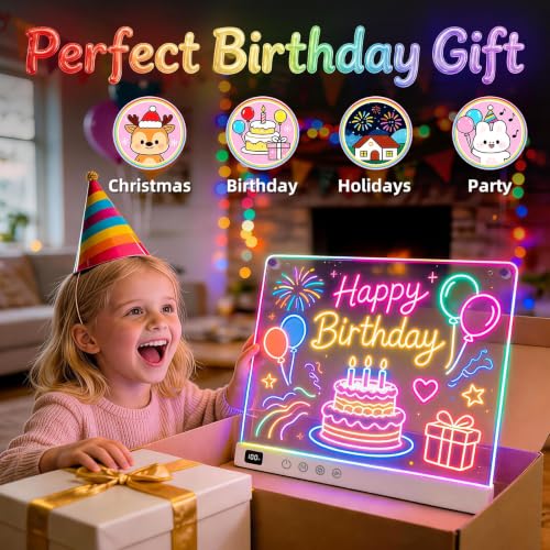 Signsxcel 17'' Rechargeable LED Drawing Board - White, Kids Art Gift