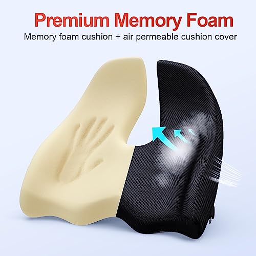 A-Pce Memory Seat Cushion for Office Chair Pressure Relief Sciatica Memory Foam Firm Coccyx Pad for Long Sitting, for Office Chair, Gaming Chair and Car Seat, Black