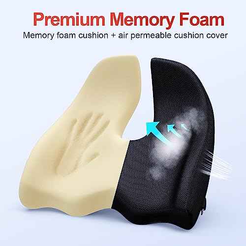 Benazcap X Large Memory Seat Cushion for Office Chair Ergonomic Cushions Butt Pillow for Pressure Relief Sciatica & Pain Relief Memory Foam for Long Sitting for Gaming Chair and Car Seat