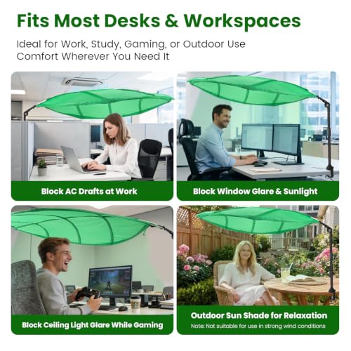 DIYZIXO 51-Inch Adjustable Desk Shade: Leaf Pattern Light Blocker with 360° Clamp