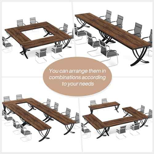 Tribesigns 6.5FT Conference Table for 6-8 People, 78 inch Long Rectangular Seminar Table with Strong Metal Frame, Business Furniture Boardroom Desk for Office Meeting Conference Room (1, Brown)
