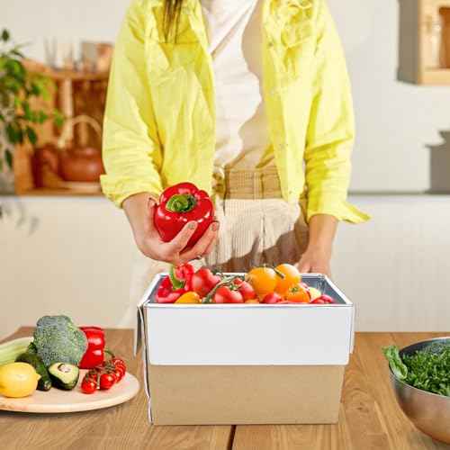 12 Pack Insulated Shipping Box, 10.8'' x 7.3'' x 6.5'' Cold Shipping Boxes with Aluminium Foil Liner for Hot Frozen Food, Small Reusable Foil Cooler Carton Moving Kits for Packing Mailing