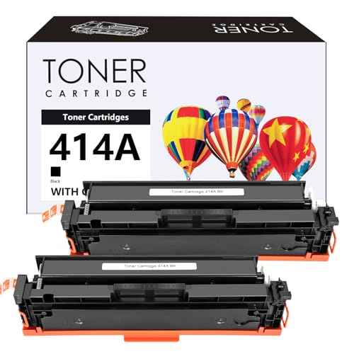 414A 414X Black Toner Cartridge with Chip 2 Pack Compatible Replacement for 414A 414X for Use in Color Laserjet Pro MFP M479fdw M454dw M454dn M455dn M479fdn Printer Ink W2020A W2020X