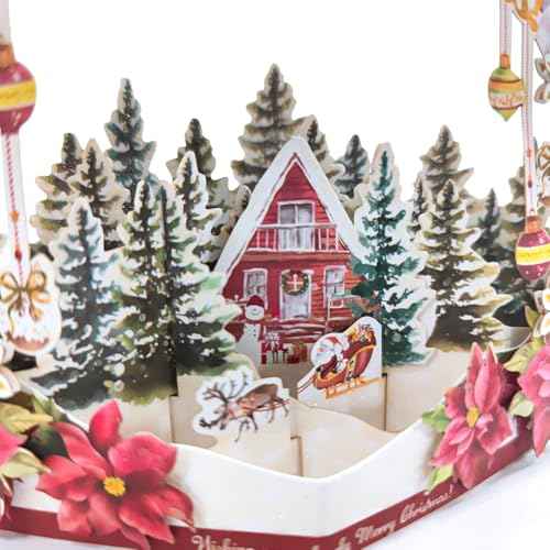 Pop Up Christmas Cards, 3D Christmas Greeting Card for Father Brother sister Women Men Wife Mom Mother Friend Aunt Grandmother,with Envelope(0434)