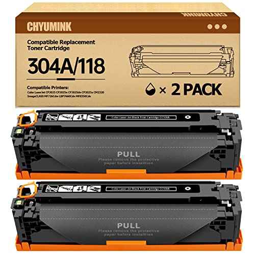 Compatible for 304A CC530A Toner Cartridge for use with Color LaserJet CP2025 CP2025dn CM2320fxi mfp; imageCLASS MF726Cdw LBP766 ( Black, 2-Pack)