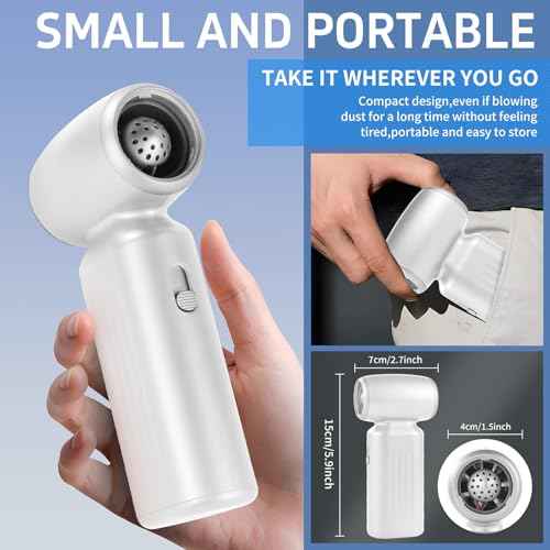 130,000 RPM High-Speed Turbo Fan, Handheld USB Rechargeable Hurricane Fan for Camping and Car Use, Blow and Suction 2-in-1 Design (White)