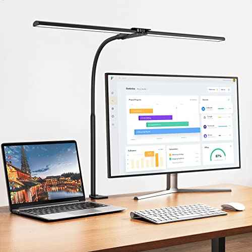 EppieBasic LED Desk lamp,Double Head Architect Desk Lamps for Home Office,Extra Bright Workbench Office Lighting,Eye Protection Modern Desk Light for Monitor Studio Working Reading 1200LM