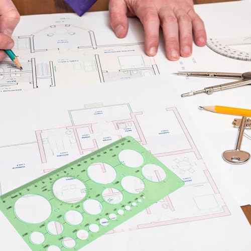 4PCS Circle Template, Plastic Circle and Oval Measuring Templates, Formwork Drawings Templates (Clear Green)