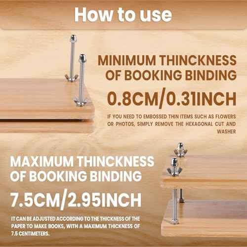 Zulmsuer Book Binding Kits, 7.9¡±x11.6 Bookbinding Kit Materials Supplies with Wooden Book Press Cover Board Bone Folder Awl Binding Strap for DIY